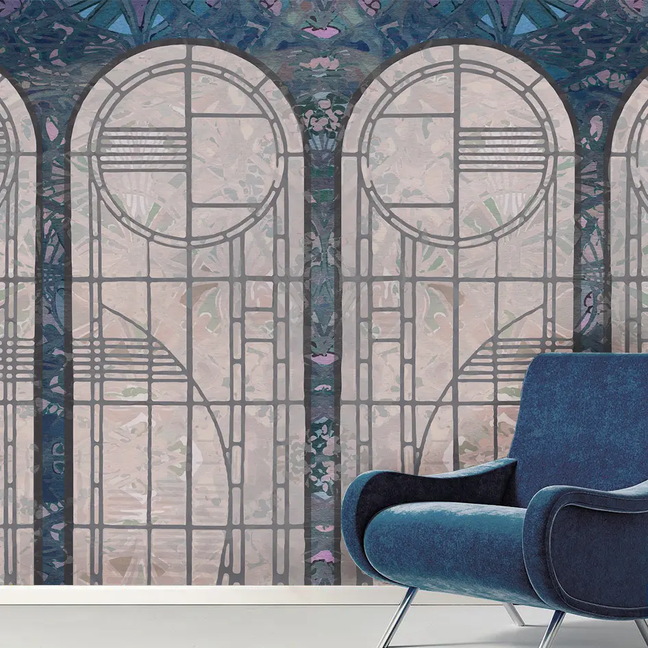 CARTA DA PARATI ARCUM BLU E POLTRONA LADY ZANUSO, WALLPAPER, WALLPEPPER GROUP, NOMASS, ARCUM, PASTEL