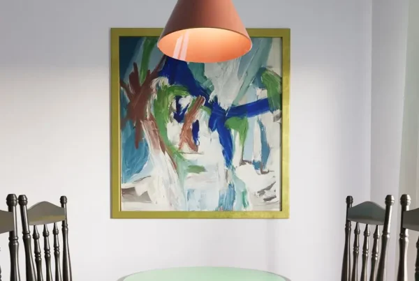 LAMPADA DIAVOLO FLOS E TAVOLO ICO PARISI ANNI 60 E SEDIA CHIAVARI E OPERA D'ARTE PAMONO